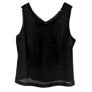 Another Thyme Women's Sleeveless Shimmery Tank Top, Black, Plus Size 2X